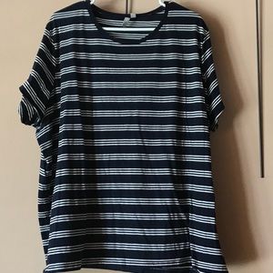 ASOS CURVE NAVY/WHITE STRIPED T-SHIRT